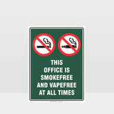 Custom Signs Outdoor Metal,Prohibition This Office Smoke And Vape Free At All Times Sign
